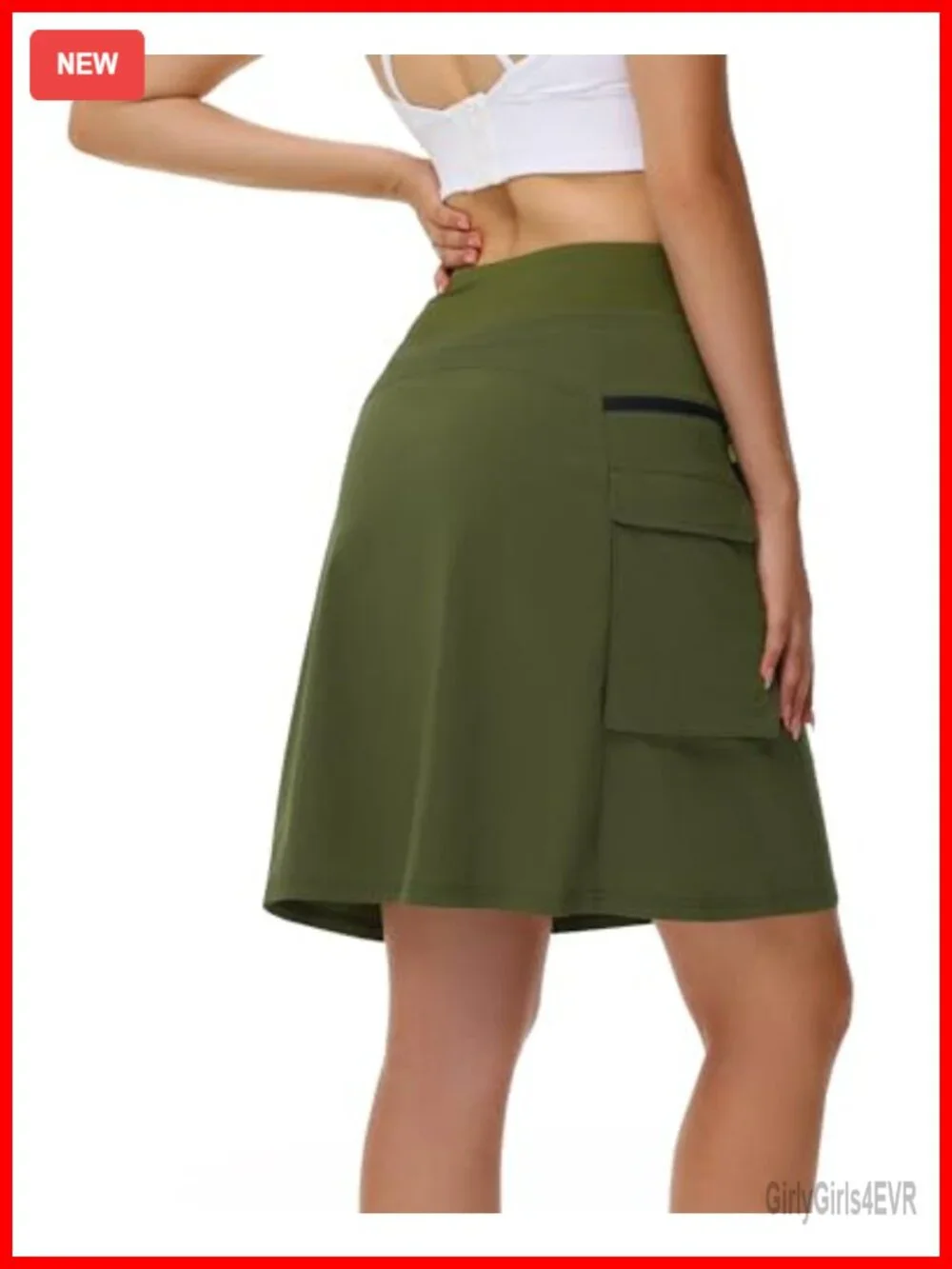 Women's Quick-Dry Cargo Skort with 5 Pockets, High Waisted Drawstring, Golf